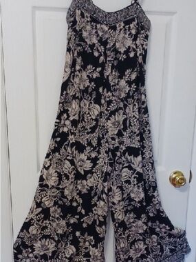 Black & Cream Floral Romper